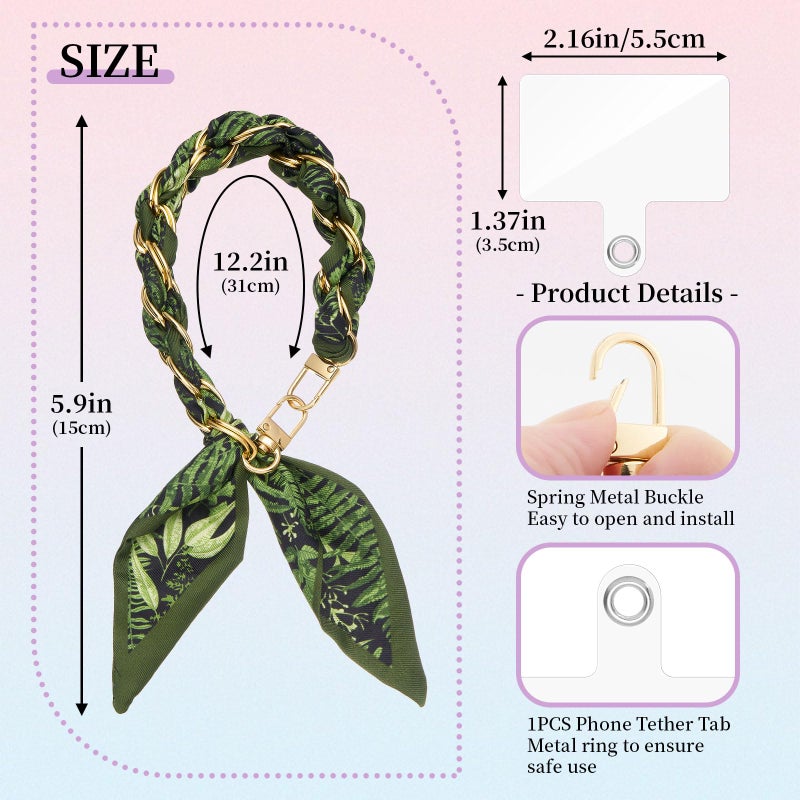 ZOOEASS Phone Wrist Lanyard Gold Metal Scarf Chain with Tether Tab Women Phone Chain Accessories - Image 3