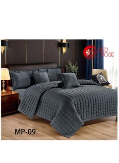 Neferin Comforter Set 6-Piece Compressed Mattress Microfiber Queen Size 240x220 Cm Grey