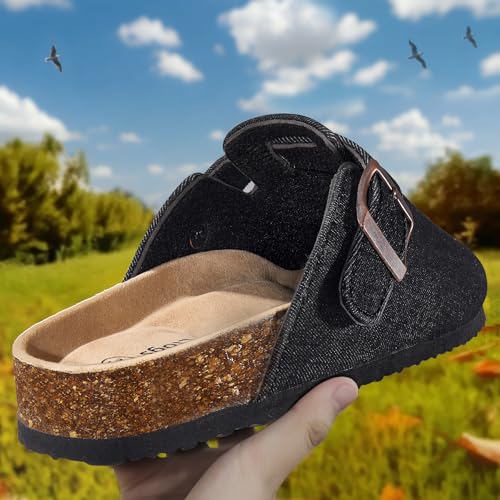 KEMISANT Men Clogs-Comfortable Suede Mules Slippers Sandals Nurse Potato Shoes Unisex-Cushioned Cork-Footbed(Black-15 Women/13 Men) - Image 2