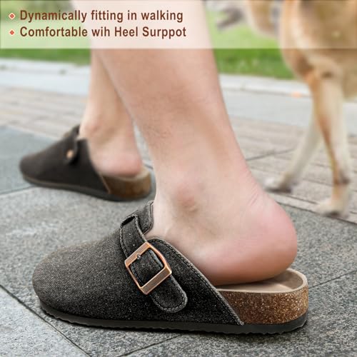 KEMISANT Men Clogs-Comfortable Suede Mules Slippers Sandals Nurse Potato Shoes Unisex-Cushioned Cork-Footbed(Black-15 Women/13 Men) - Image 5
