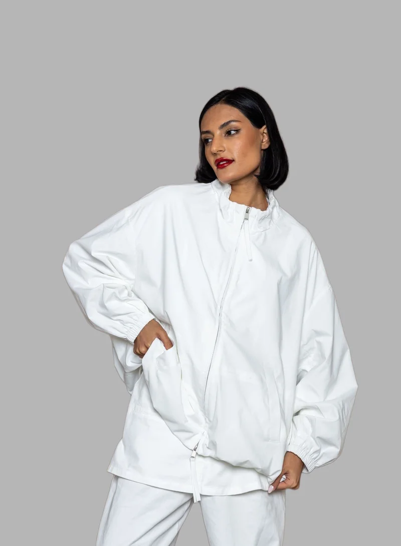 Bond Sport Lightweight Jacket with Zip Closure – White