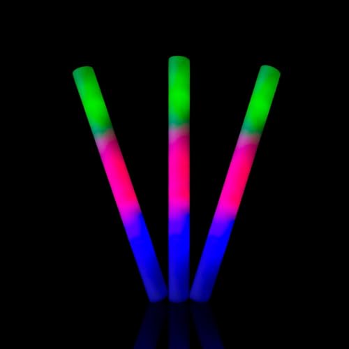 LUDALY LED Foam Glow Sticks 3 Flashing Modes Color Changing Party Favors Glow in the Dark Light up Party Supplies for Birthday, Wedding, Raves, Concert (Pack of 10) - Image 1