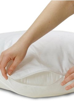 أسرار واقي وسادة ممتاز مقاوم للماء - غطاء وسادة بسحاب، أغطية ناعمة ومريحة مقاومة لحشرات السرير، آمن ضد الحساسية ويحمي من الأوساخ والفتات، حماية سائلة هادئة غير مزعجة بنسبة 100%، أبيض 90 × 50 سم - 4 غطاء وسادة  - Image 4