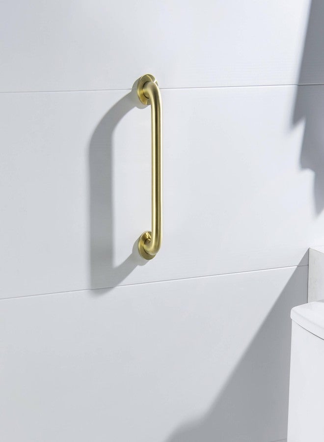 KIBI 12 Inch Stainless Steel Bathroom Safety Grab Bar | Curved Shaped Grab Bar for Bathtubs and Showers, Shower Safety Grab Bars for Seniors, Wall Mounted Anti-Slip Support (Brushed Gold, KGB1012) - Image 3