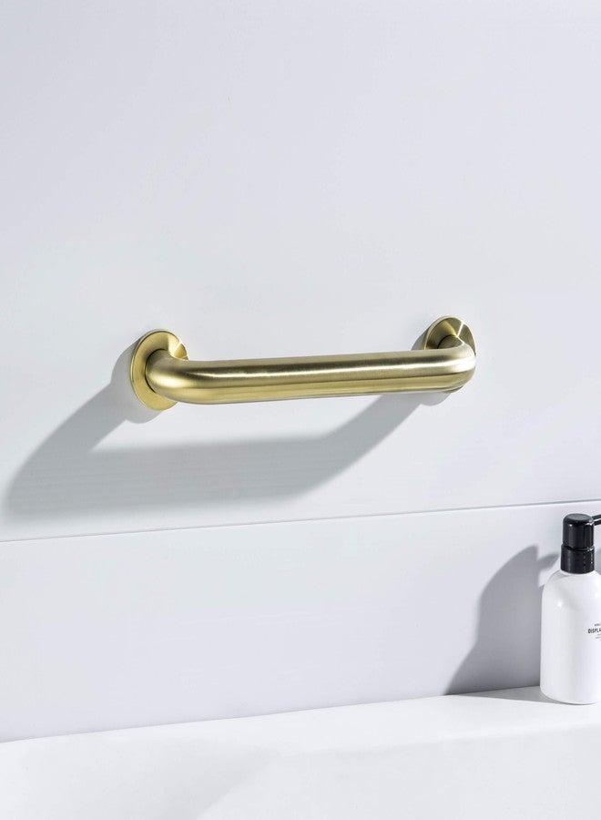 KIBI 12 Inch Stainless Steel Bathroom Safety Grab Bar | Curved Shaped Grab Bar for Bathtubs and Showers, Shower Safety Grab Bars for Seniors, Wall Mounted Anti-Slip Support (Brushed Gold, KGB1012) - Image 2