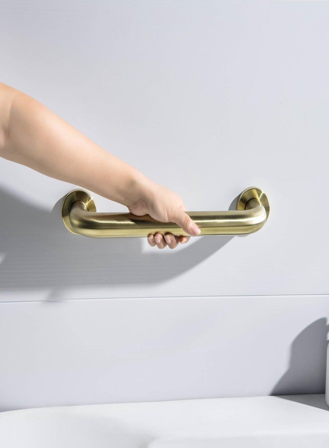 KIBI 12 Inch Stainless Steel Bathroom Safety Grab Bar | Curved Shaped Grab Bar for Bathtubs and Showers, Shower Safety Grab Bars for Seniors, Wall Mounted Anti-Slip Support (Brushed Gold, KGB1012) - Image 4