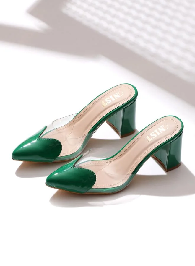 جنيست GNIST Plain Pointed Toe Block Heel Mules