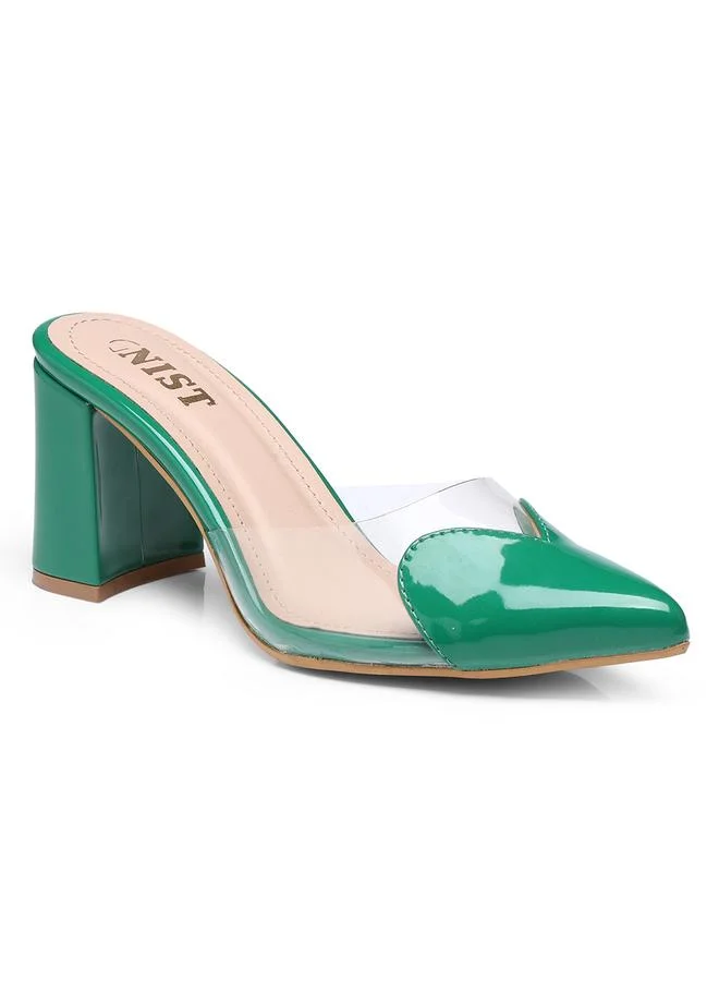 جنيست GNIST Plain Pointed Toe Block Heel Mules