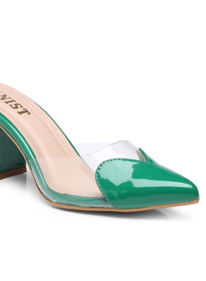 GNIST Plain Pointed Toe Block Heel Mules - Image 3