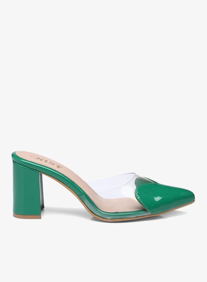 GNIST Plain Pointed Toe Block Heel Mules - Image 1