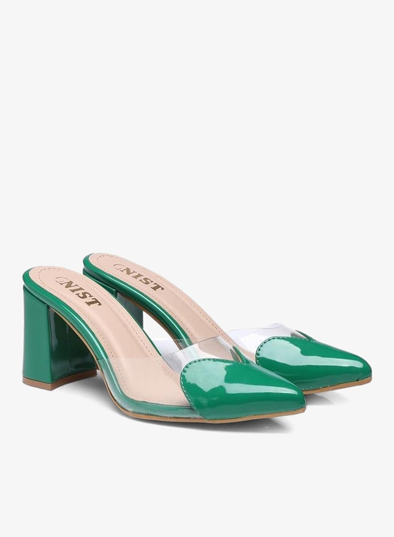 GNIST Plain Pointed Toe Block Heel Mules - Image 4