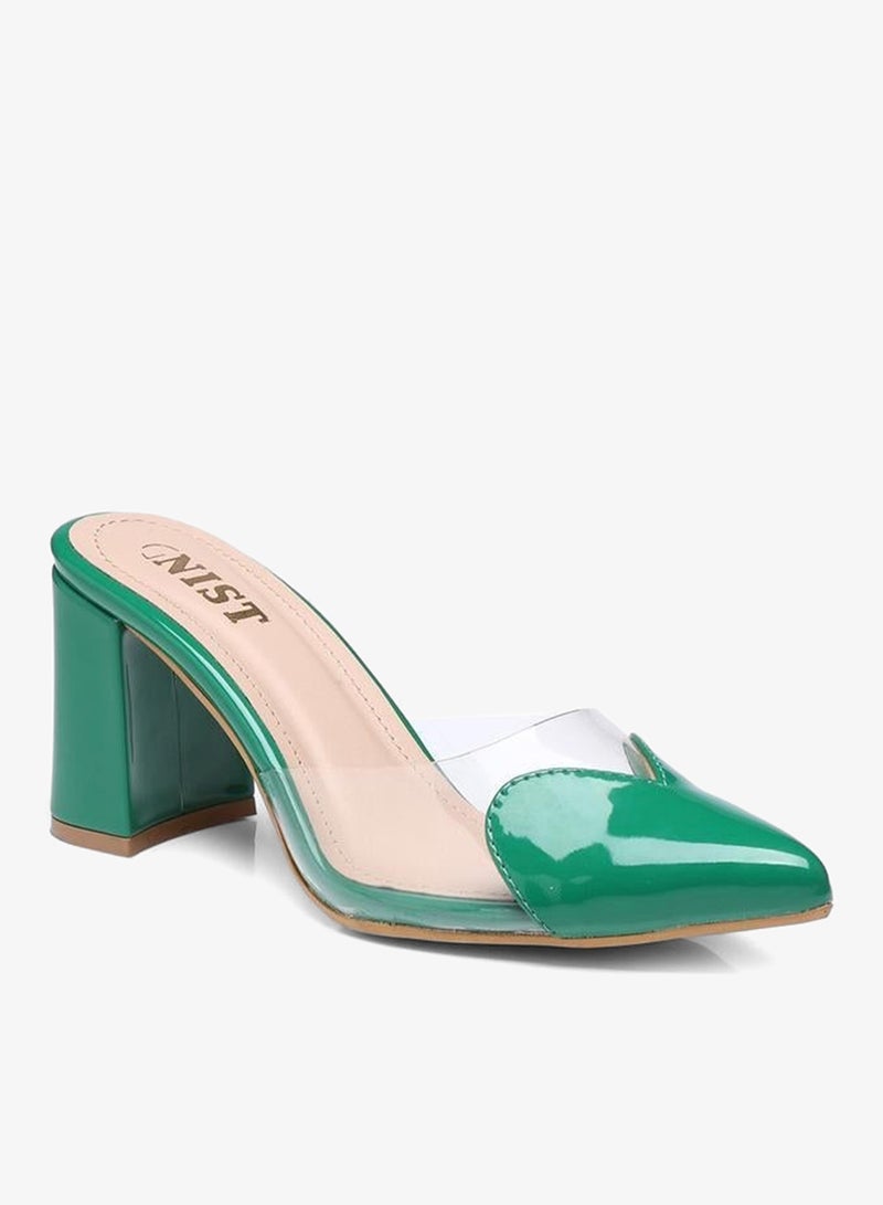 GNIST Plain Pointed Toe Block Heel Mules - Image 2