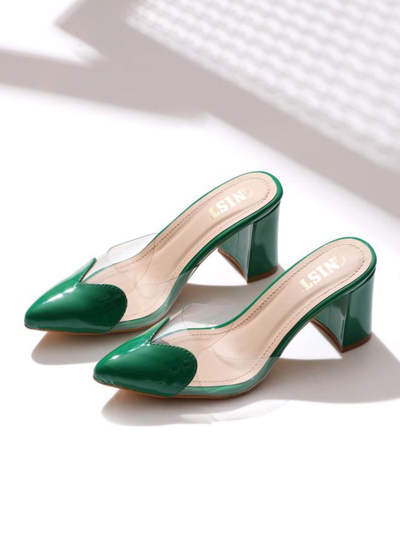 GNIST Plain Pointed Toe Block Heel Mules - Image 5