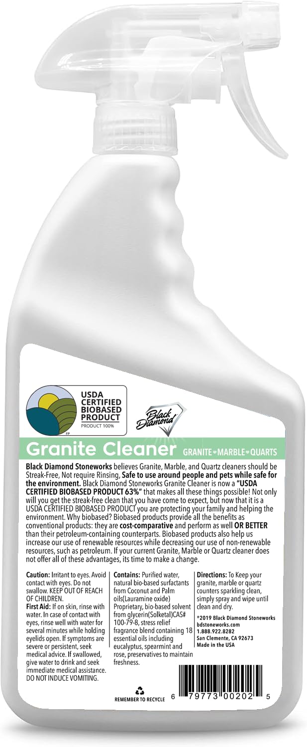 Black Diamond Stoneworks Granite Counter Cleaner: USDA Certified BIOBASED- Safe for Granite and other stone countertops. Safe for food contact formula to keep your countertops looking fresh and clean! - Image 2