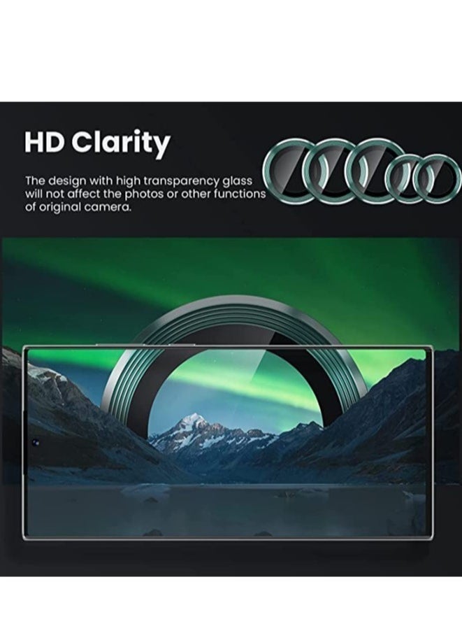 Raxoom Samsung Galaxy S23 Ultra Camera Lens Protector, 9H Tempered Glass Camera Cover Screen Protector Metal Individual Ring for S23 Ultra 5G 2023 [Installation Tray] (Green) - Image 3
