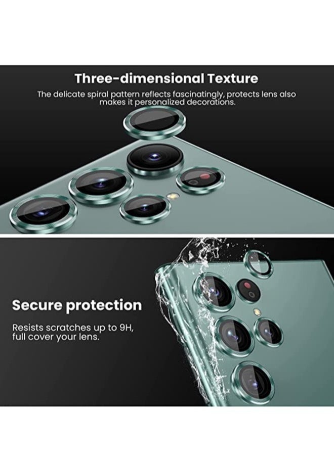 Raxoom Samsung Galaxy S23 Ultra Camera Lens Protector, 9H Tempered Glass Camera Cover Screen Protector Metal Individual Ring for S23 Ultra 5G 2023 [Installation Tray] (Green) - Image 4