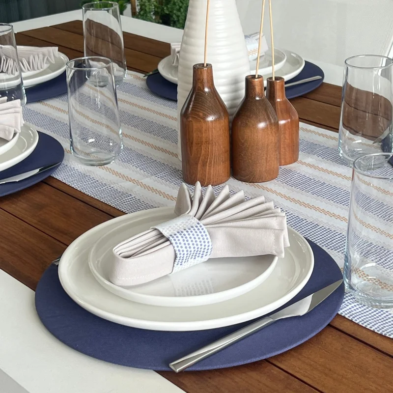 ديسينازمير Desizmir Placemat Elegant Pattern Set 6 Tableware, 6 Cloth Napkins, 6 Napkin Rings and Runner Cover Combination 2