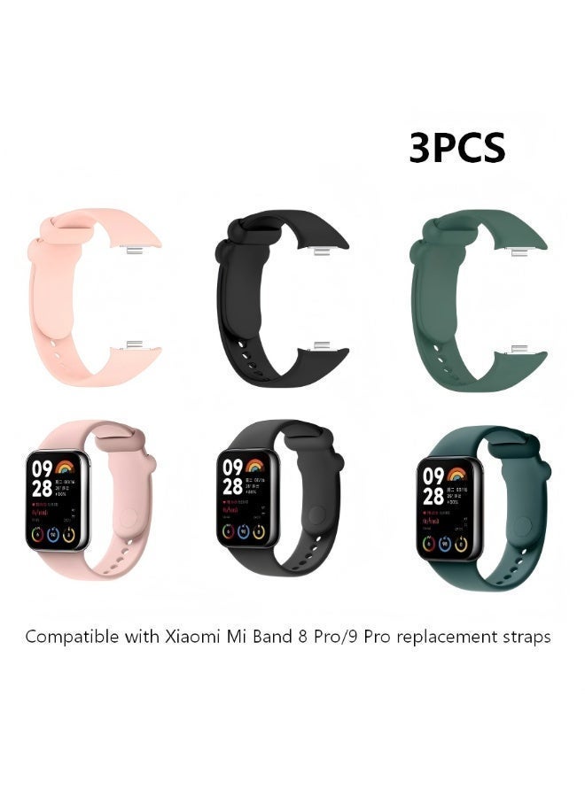 XM 3 Pcs Silicone Watch Strap for Xiaomi Band 9 Pro / 8 Pro, Redmi Watch 4 / 5, Soft Breathable Replacement Wristband, Multiple Colors Available - Image 1