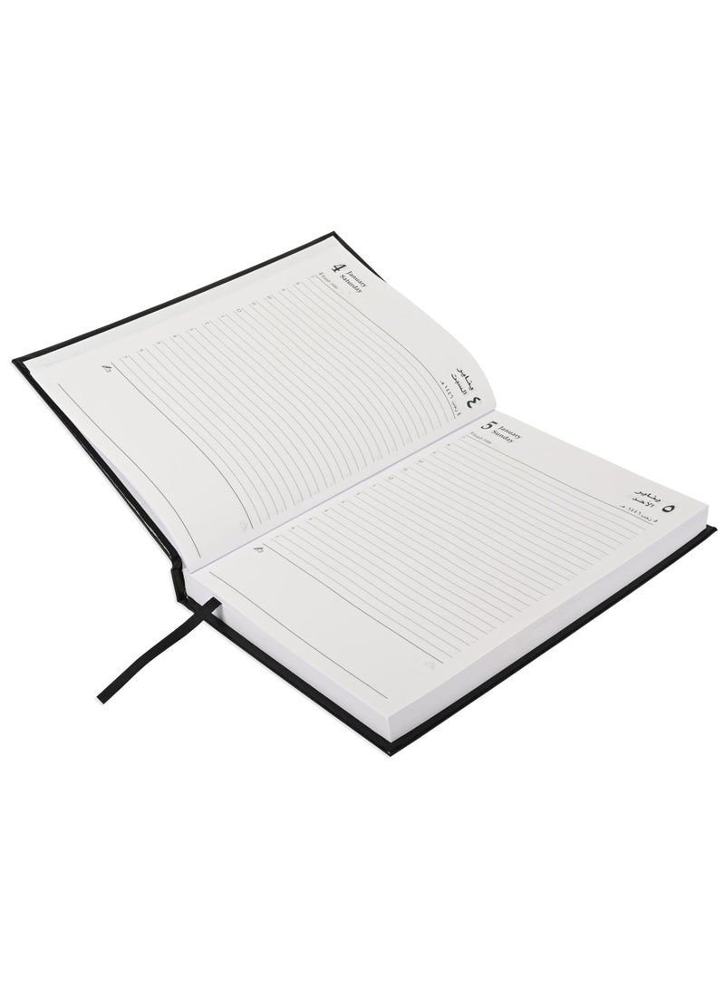 FIS A5 Diary 2025 (Arabic/English) 1 Side Padded Cover, Black - FSDI18AE25BK - Image 2