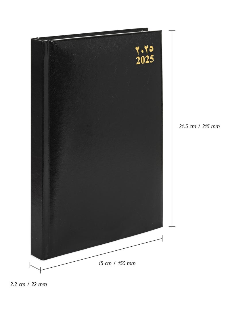 FIS A5 Diary 2025 (Arabic/English) 1 Side Padded Cover, Black - FSDI18AE25BK - Image 4
