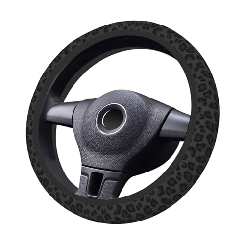 KARREAL Black Leopard Print Cheetah Elastic Steering Wheel Cover, Non-Slip Breathable Neoprene Steering Wheel Covers, Women Leopard Car Accessories, Universal 15 Inch Fit Auto, Suvs, Truck - Image 2