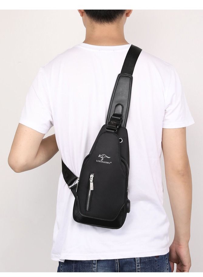 DubaiGallery New Sling Bag Travel Shoulder Bag Waterproof Sports Chest Bag Anti-theft Crossbody Bag for Men USB Charging bolso para hombre
