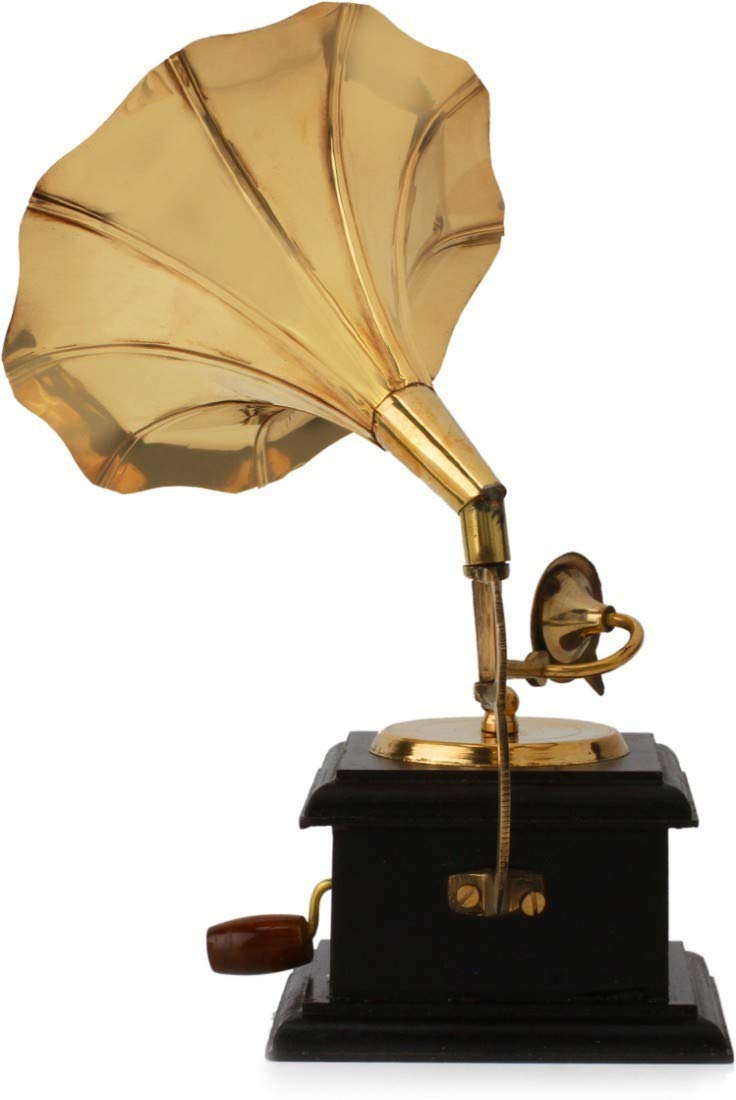 Dorado ANTIQUES Gold Brass Gramophone Tabletop Showpiece for Home Living Room Decor 1 Piece  - Image 2