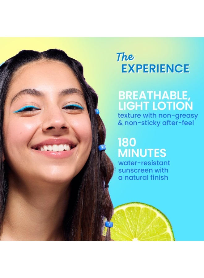 Dot & Key Lime Rush Swim + Sports Sunscreen In-Vivo Tested SPF 50+ PA++++, | 180 Minutes Water Resistant, Sweat Resistant, Prevents Tanning, Non-Greasy, Lightweight | All Skin Types | 50g - Image 4