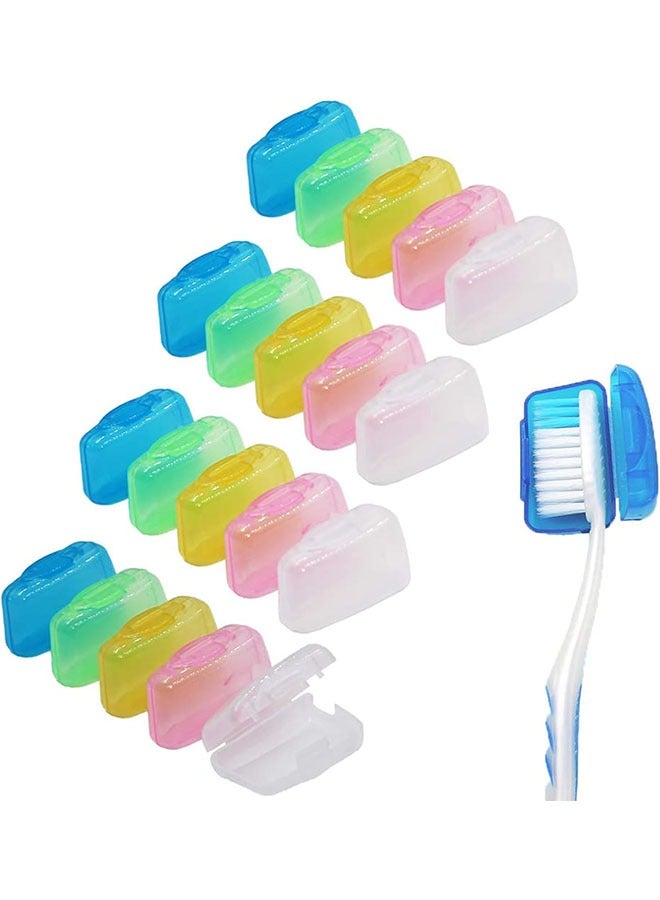 Toothbrush Covers, 20pcs Toothbrush Head Cap Cover Antibacterial Toothbrush Protector for Home Travel, 5 Colors  - Image 1