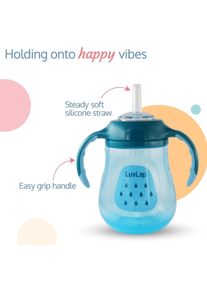 Luvlap Little Dolphin Sipper for Infant/Toddler 280ml, Anti-Spill Sippy Cup with Soft Silicone Straw BPA Free, 12m+ (Blue) - Image 3
