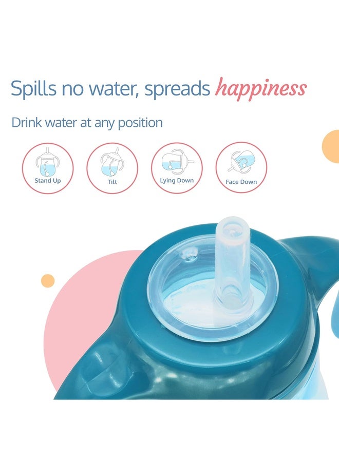 Luvlap Little Dolphin Sipper for Infant/Toddler 280ml, Anti-Spill Sippy Cup with Soft Silicone Straw BPA Free, 12m+ (Blue) - Image 5