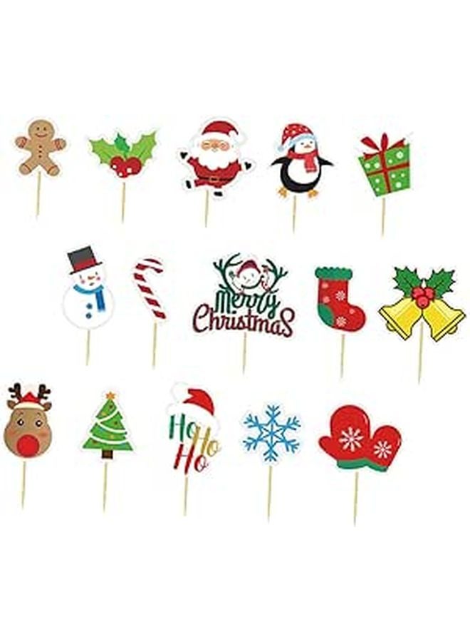 Christmas Cake Picks 30pcs Non Edible Cupcake Toppers Holiday Baking Decorations - Image 1