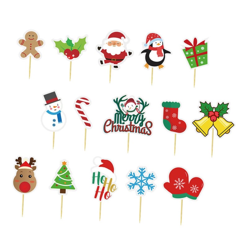 Christmas Cake Picks 30pcs Non Edible Cupcake Toppers Holiday Baking Decorations - Image 2