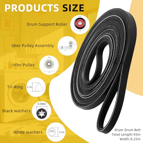 MIFLUS 4392067 Dryer Repair Kit &W10837240 Dryer Idler Pulley Compatible for Kenmore,Maytag Whirl-poo Elite Dryers,Includes WPW10314173 Roller Drum Support Kit,661570v Dryer Belt,279640 Idler Pulley MIFLUS - Image 2