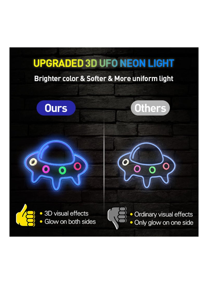 UFO Neon Sign Alien Led Light Wall Decor USB Powered with Switch Spacecraft Alien Gifts for Kids Space Game Accessories for Birthday Bedroom Living Room - Image 2