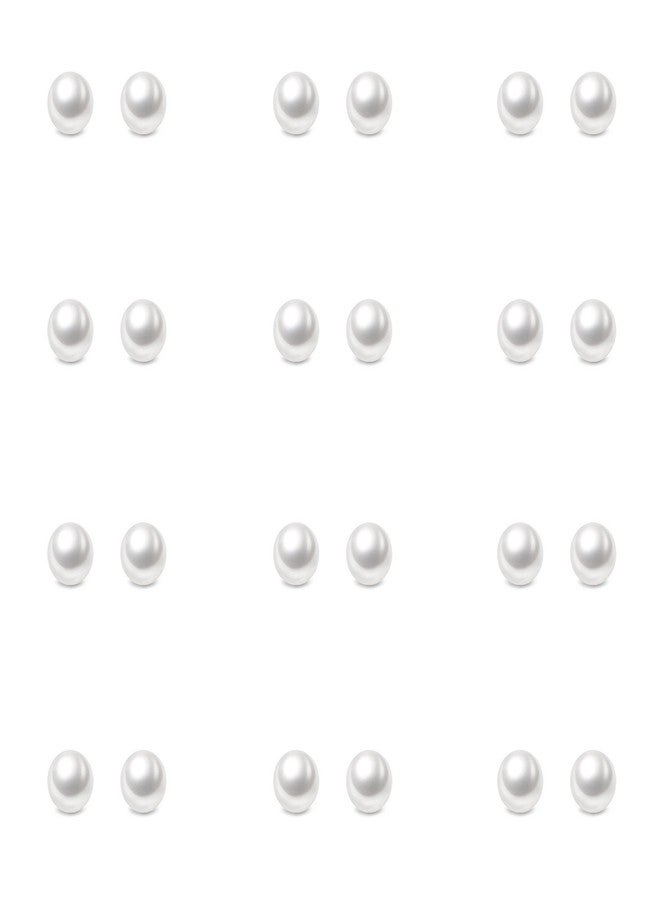 Charisma 4mm Composite Pearl Stud Earrings Round Ball Pearls Hypoallergenic 12 Pairs Imitation Pearl Earrings Set for Women - Image 1