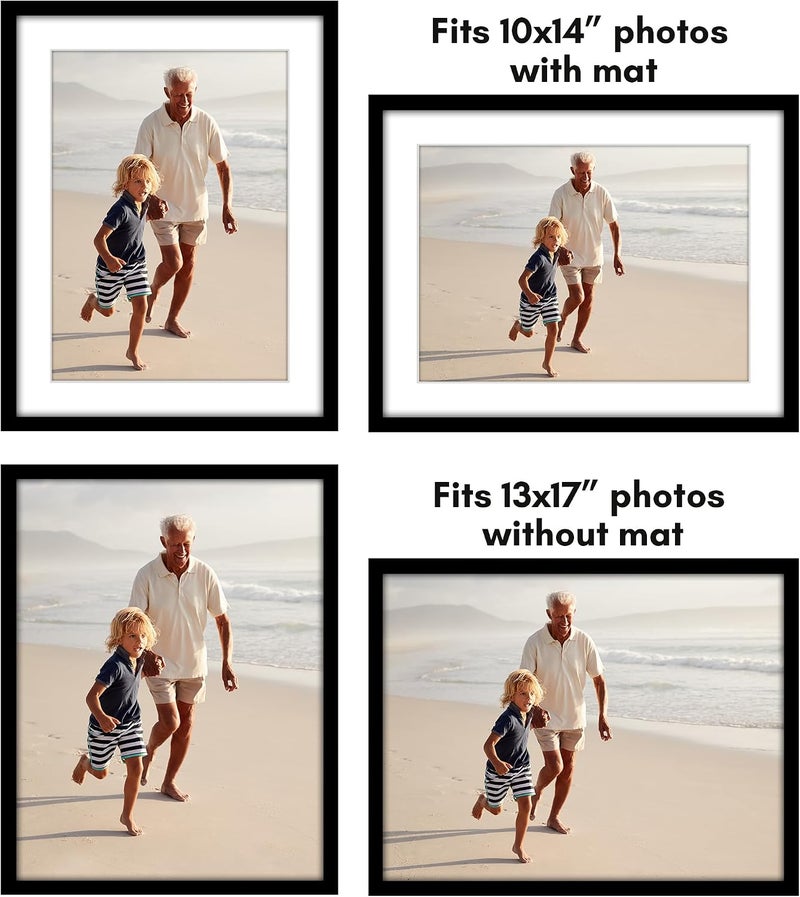 Americanflat 13x17 Poster Frame Set of 2 in Black - Use as 10x14 Picture Frame with Mat or 13x17 Frame Without Mat - Collage Picture Frames with Plexiglass Cover for Horizontal or Vertical Display - Image 4