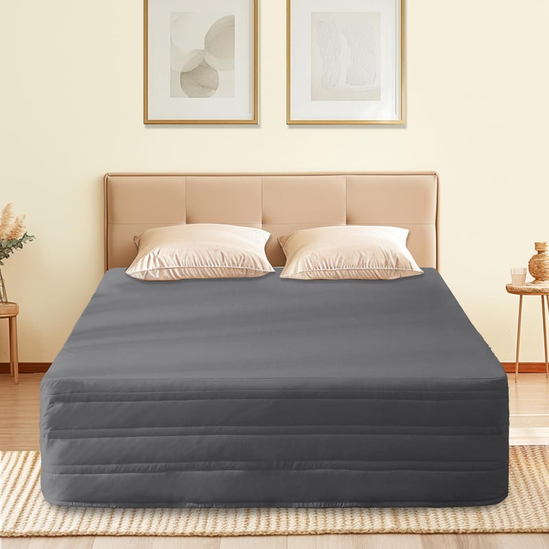 Ramesses Queen Bed Skirt 14 inch Drop,Blended Quilted Bedframe Cover,Box Spring Cover,wrap Around Bed Skirt,Fade Resistant Dust Ruffle (Charcoal, Queen) - Image 5