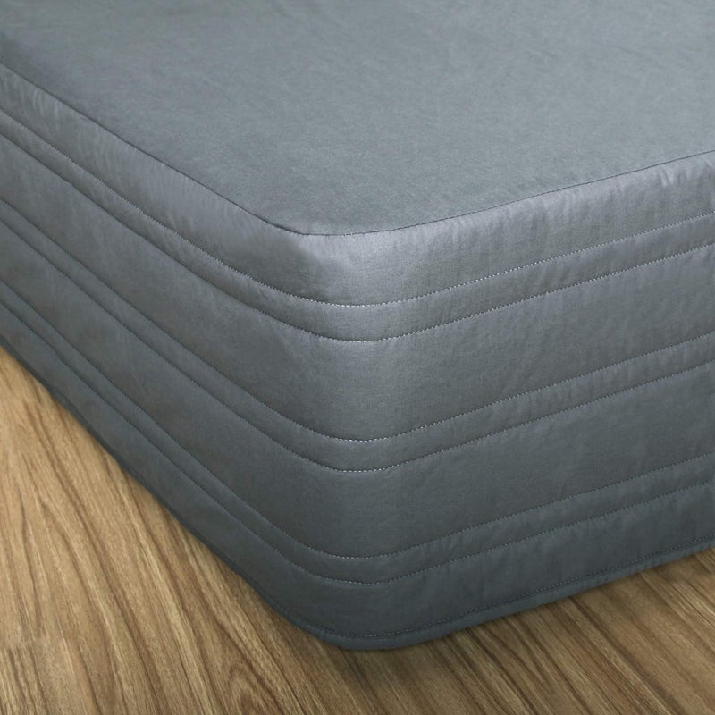 Ramesses Queen Bed Skirt 14 inch Drop,Blended Quilted Bedframe Cover,Box Spring Cover,wrap Around Bed Skirt,Fade Resistant Dust Ruffle (Charcoal, Queen) - Image 2