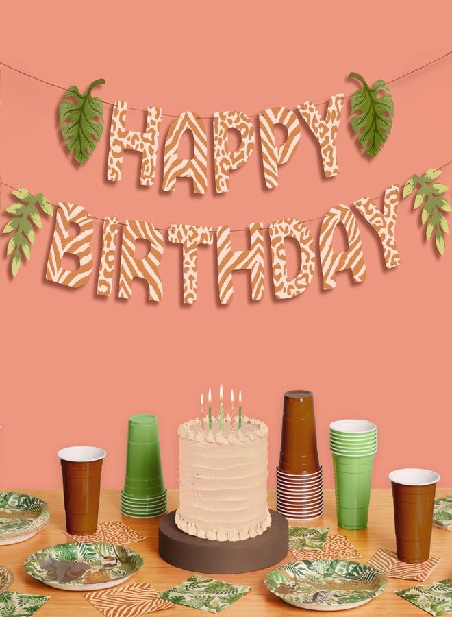 xo, Fetti Safari Happy Birthday Banner, 5 Ft. | Jungle Bday Garland, Kids Party Decoration, Zoo Animal Sign, Rainforest Photoshoot Backdrop - Image 1