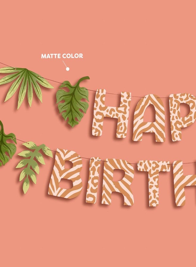 xo, Fetti Safari Happy Birthday Banner, 5 Ft. | Jungle Bday Garland, Kids Party Decoration, Zoo Animal Sign, Rainforest Photoshoot Backdrop - Image 3