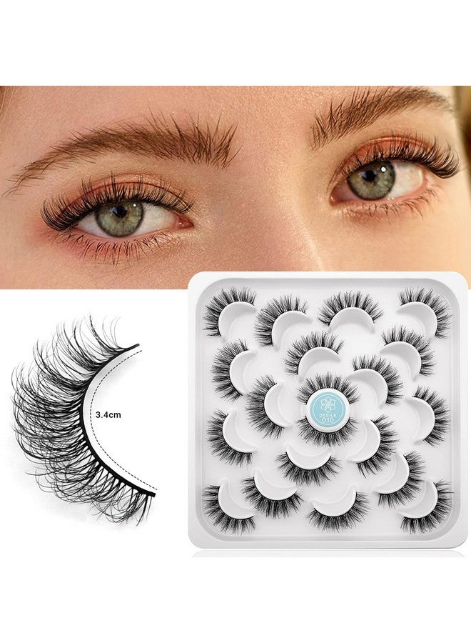 DYSILK Mink Eyelashes Strip Lashes D Curl Lashes 10 Pairs 6D Faux Eyelashes Mink Lashes Natural Look Reusable False Eyelashes Fake Eyelashes Eye Lashes Pack 12Mm - Image 3