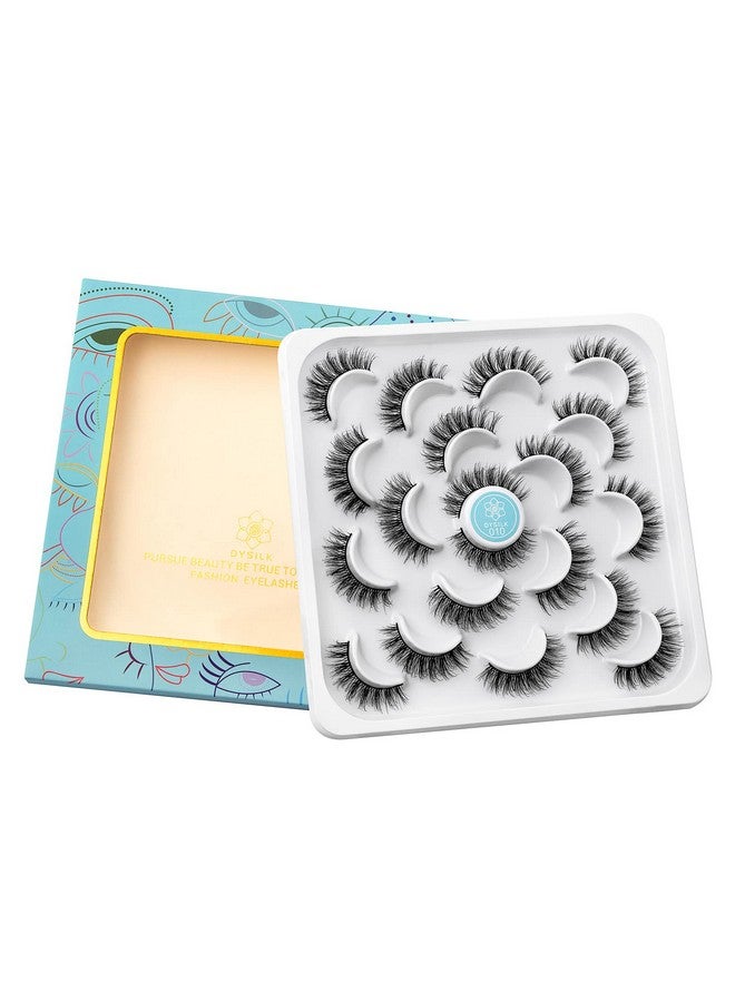 DYSILK Mink Eyelashes Strip Lashes D Curl Lashes 10 Pairs 6D Faux Eyelashes Mink Lashes Natural Look Reusable False Eyelashes Fake Eyelashes Eye Lashes Pack 12Mm - Image 5