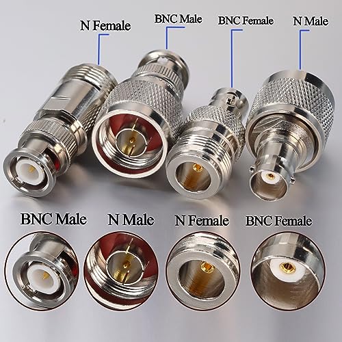 TUOLNK 4PCS N to BNC Coax Adapter Cable Gender Changers, N Type to BNC Coax Connector N Male/Female to BNC Male/Female Coaxial Connector Kit for Antennas,Radios,LMA - Image 5