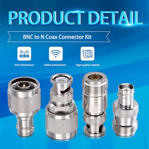 TUOLNK 4PCS N to BNC Coax Adapter Cable Gender Changers, N Type to BNC Coax Connector N Male/Female to BNC Male/Female Coaxial Connector Kit for Antennas,Radios,LMA - Image 4