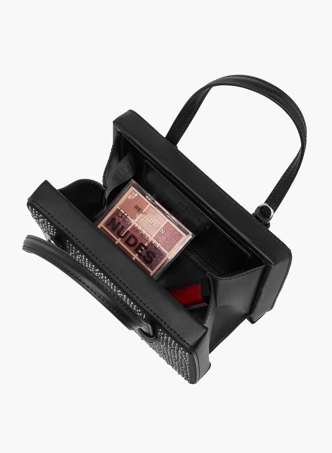 Celeste BLACK Women Embellished Tote Bag with Adjustable Strap and Magnetic Closure Ramadan Collection  | Best Price UAE