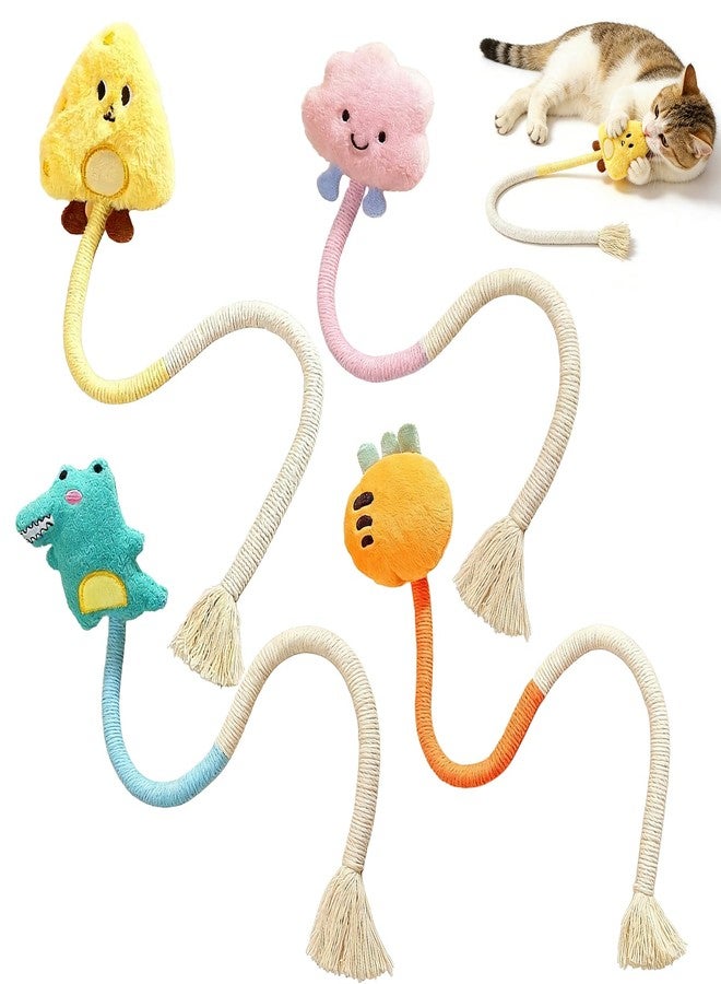 Shudyear 4 Pack Cat Chew Rope Toys, Cotton Cat Rope Toy for Biting and Kicking, Durable Interactive Cat Toy for Indoor Cats Kittens & Adult Cats - Image 1