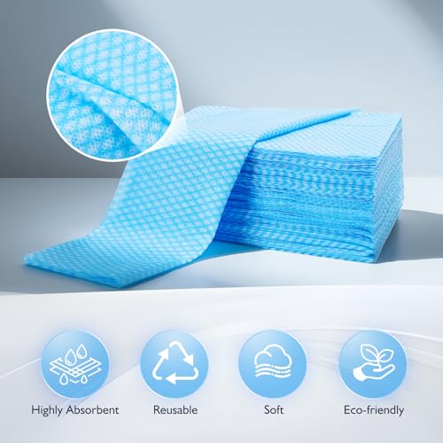 Volokitx 60 Pack 138157 in Disposable Dish Cloths for Kitchen Bathroom Daily Cleaning Durable ShortTerm Reusable Cleaning Cloths Blue - Image 3