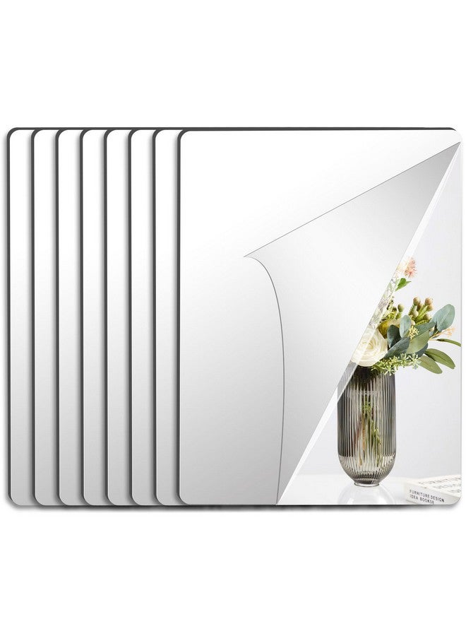 JUNEBRUSHS JUNEBRUSHS 8 Pack Self Adhesive Acrylic Mirror, 12x16 Inch Mirror Tiles,Flexible Sheets Wall Stickers, Frameless Small Mirror - Image 1
