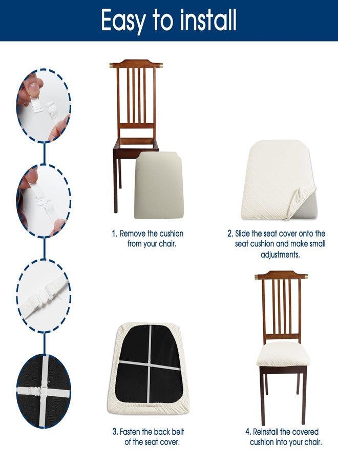 Yikko Chair Seat Covers, High-Density Check Jacquard Ekedalen Seat Covers for Dining Kitchen Restaurant Banquet, Stretch Removable Washable Chair Seat Cushion Protector (6, White) - Image 5